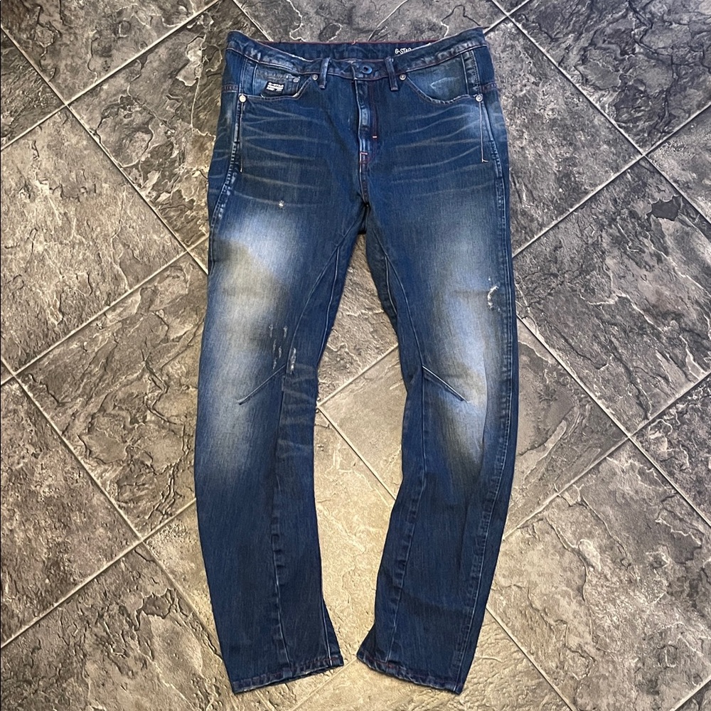 G-STAR RAW ARC 3D Women’s Tapered Distressed Dark Blue Jeans Urban Streetwear